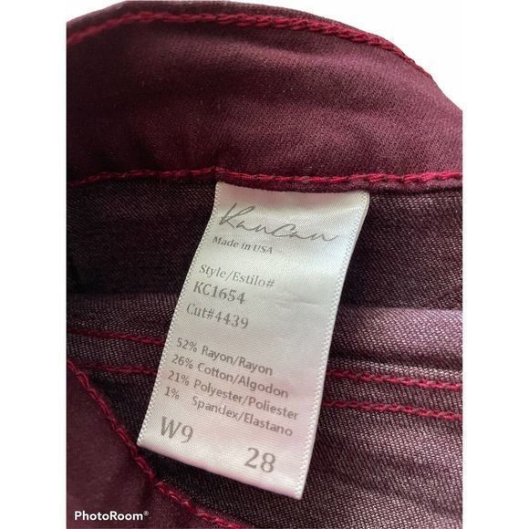 Kancan Stretch Skinny Pants Cut KC1654 Women’s Sz 28 Maroon Burgundy Distressed - Picture 6 of 7
